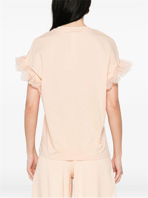 T-shirt in cotone con maniche in tulle. TWINSET | TP204A/11750